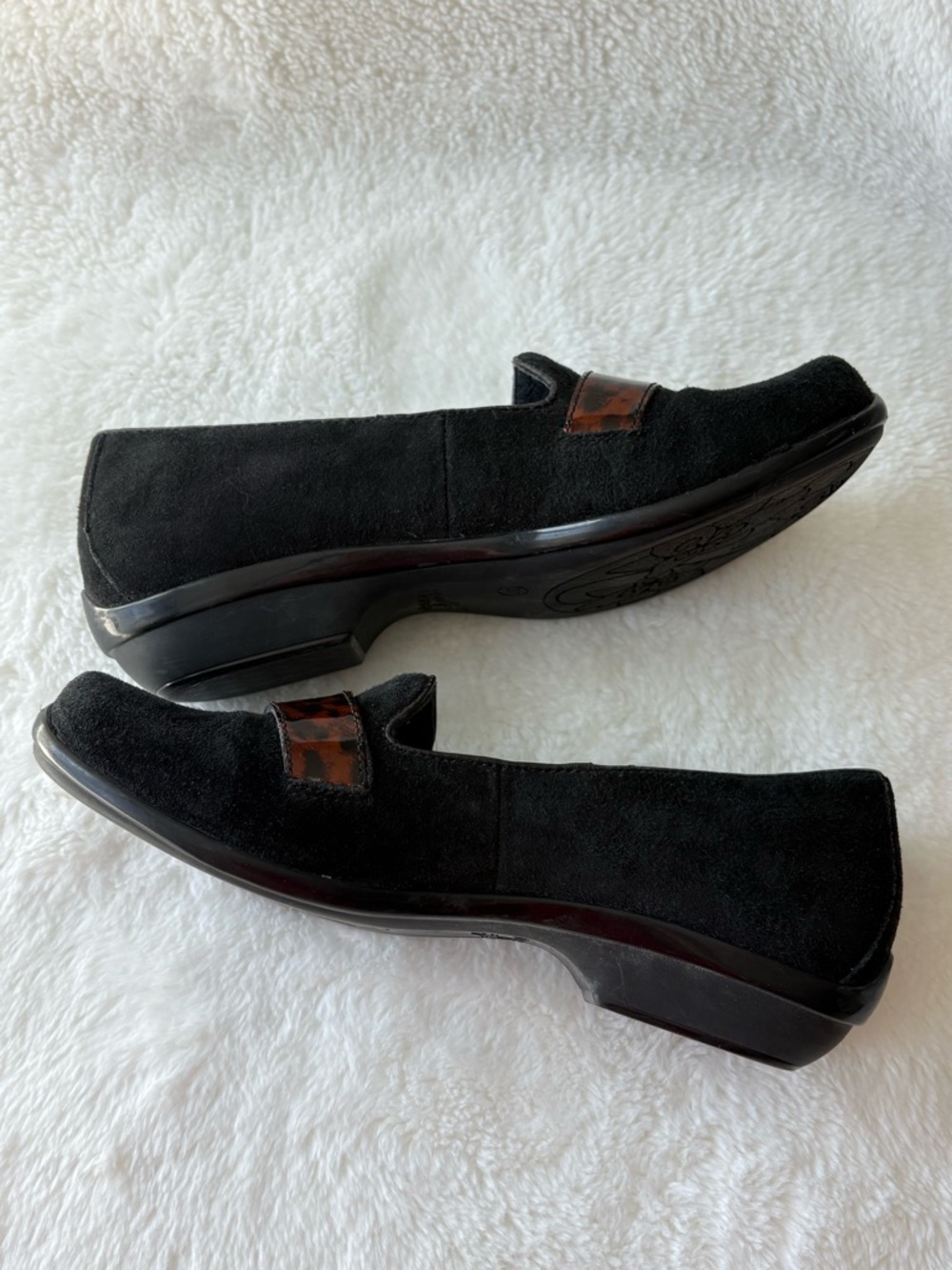 Dansko Black Suede Loafers with Tortoiseshell Accent Size 37 - Picture 3 of 8